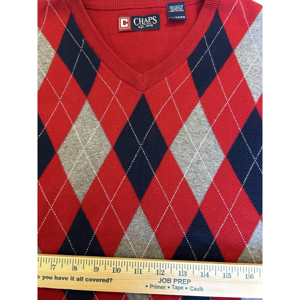 Chaps Preppy Academia Retro Golf Argyle Sweater Vest Size L Men's